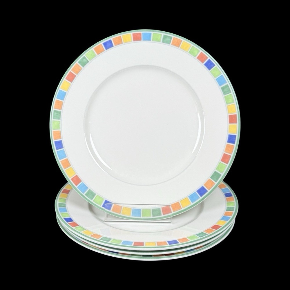 Villeroy & Boch Porcelain Twist Alea Caro Salad Plates 8.5" Mosaic Set of 4 (B)